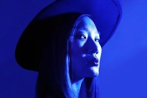 blue asian woman