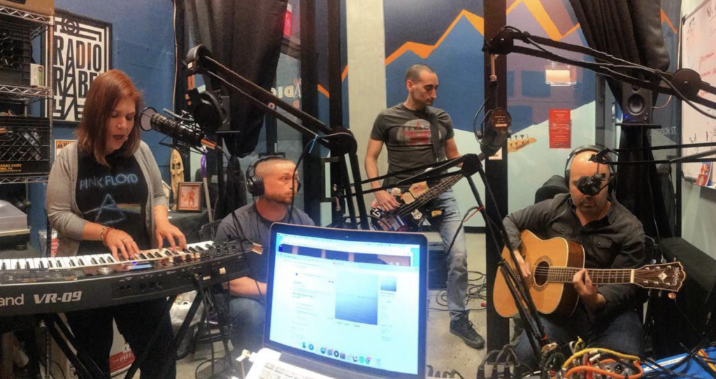 Music band playing in Radio Free Brooklyn studio