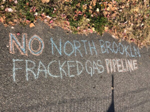 Graffiti of "No North Brooklyn Fracked Gas Pipeline" in Greenpoint