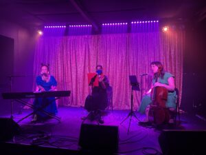 Mingjia, Yaz Lancaster, and Andrew Yee perform at C'Mon Everybody in January 2024 (author photo)